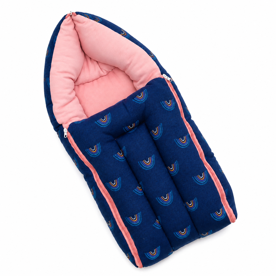 Navy Blue Rainbow Cotton Carry Bed