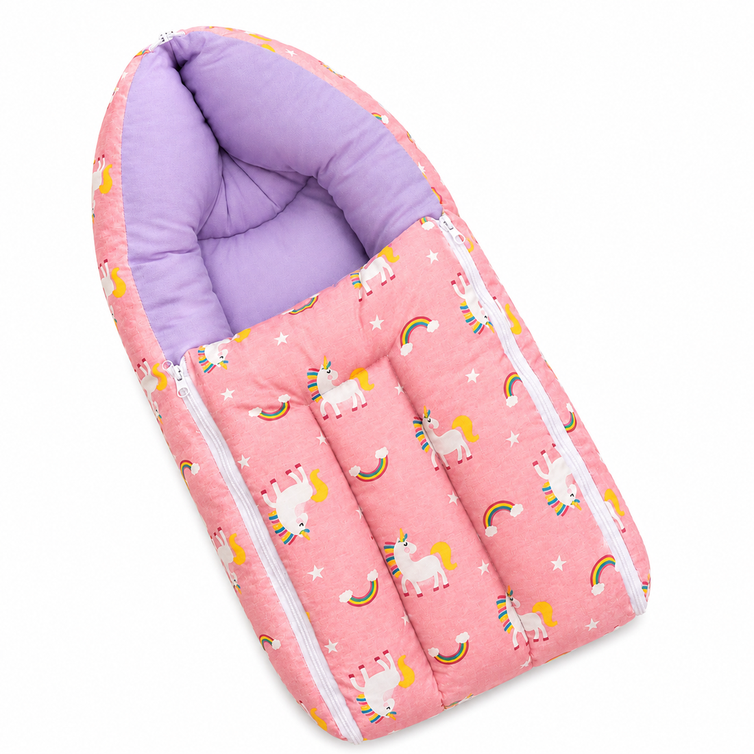 Pink Unicorn & Rainbow Cotton Carry Bed