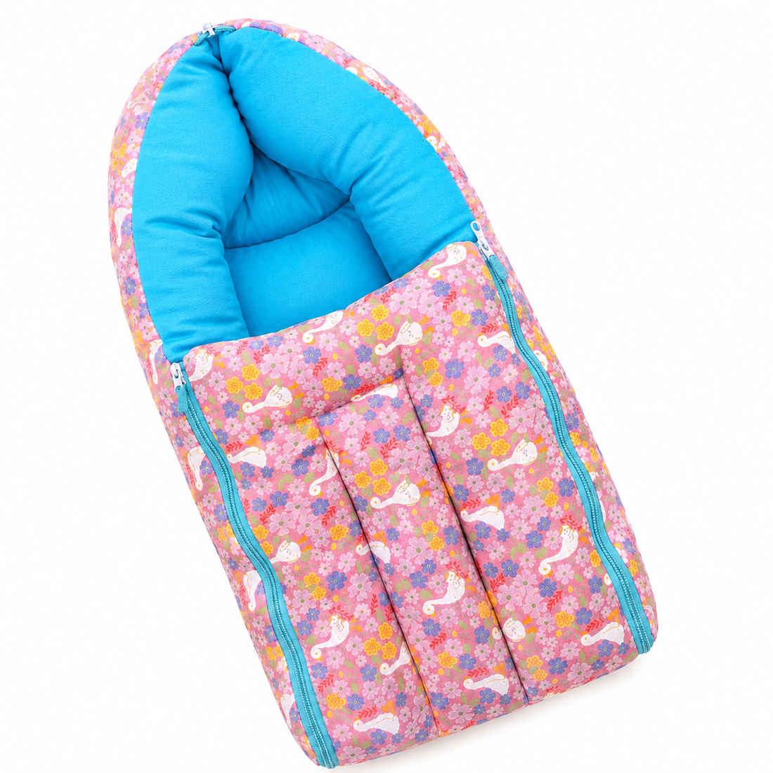 Pink Floral Cotton Carry Bed