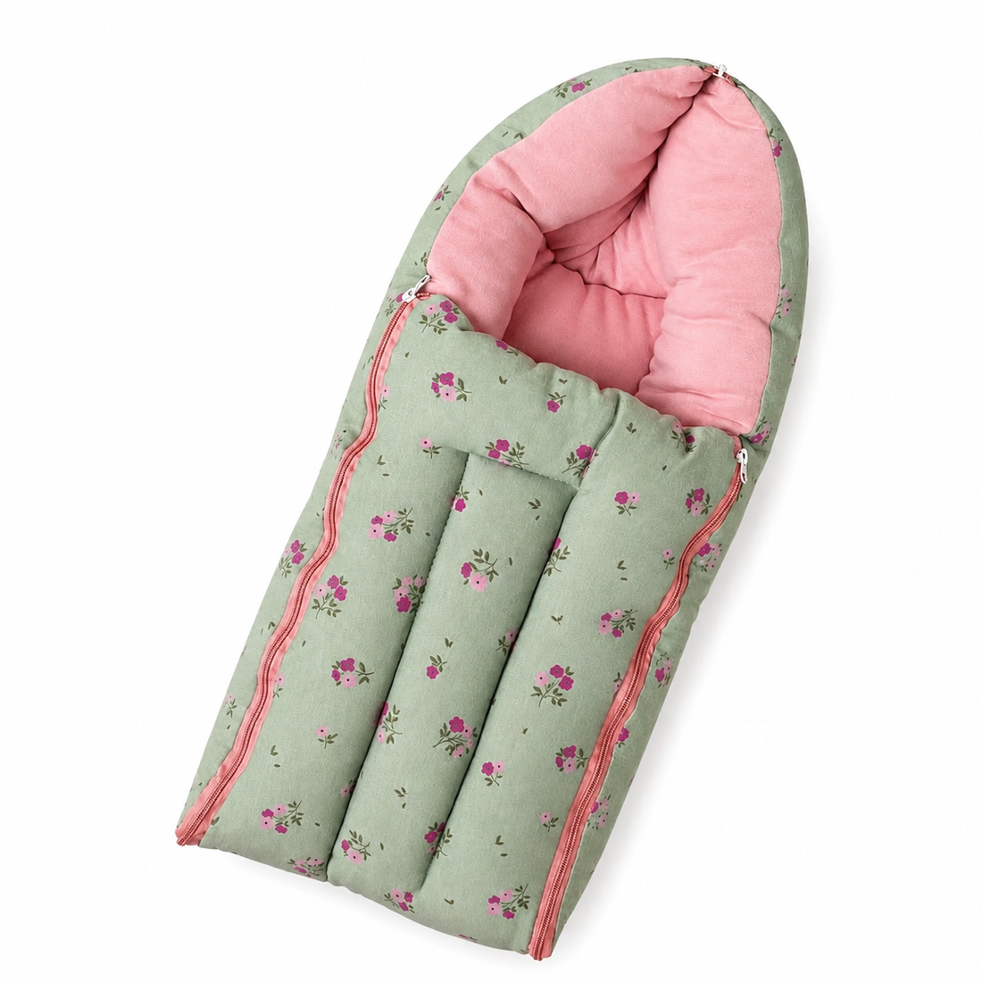 Sage Green Mini Floral Cotton Carry Bed