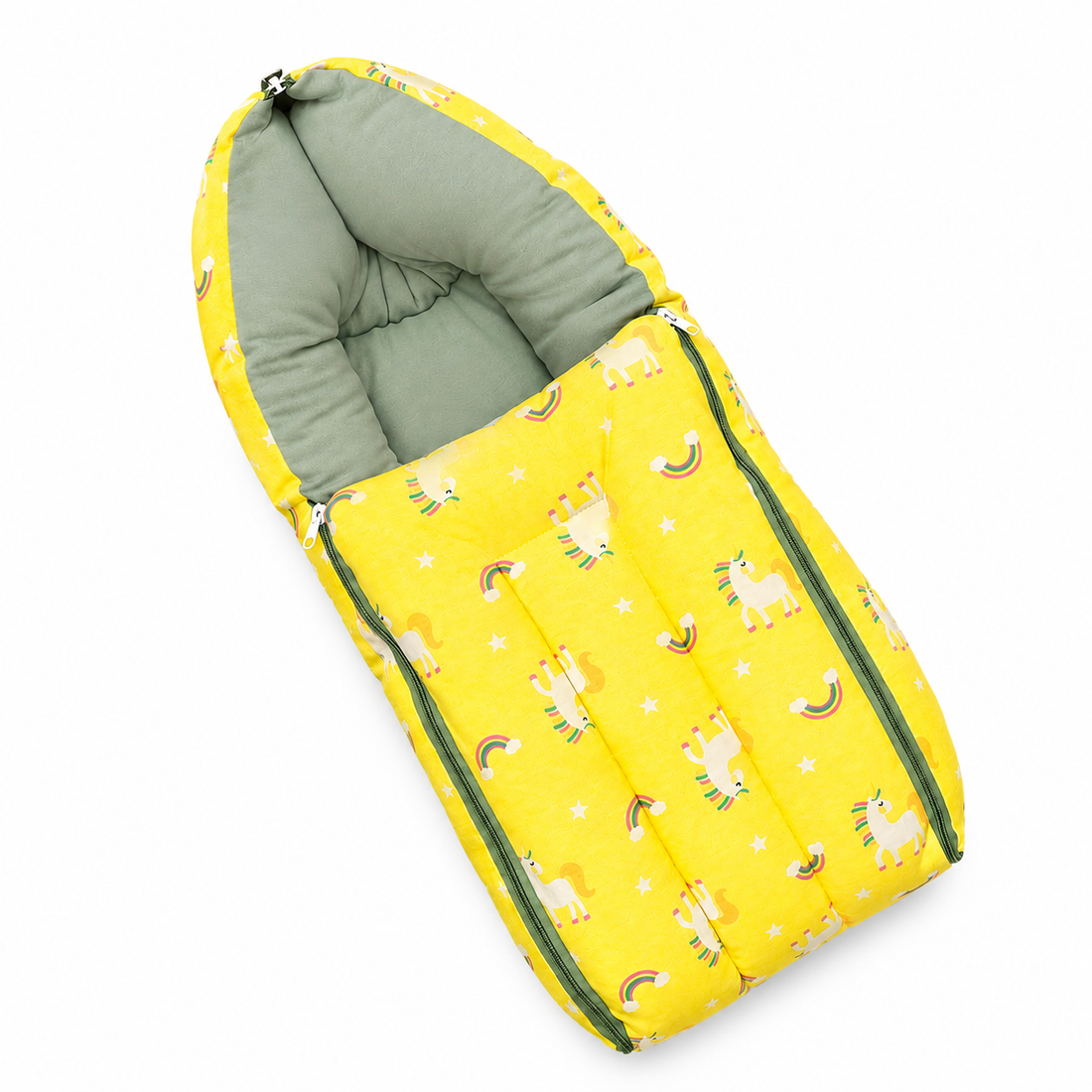 Yellow Unicorn & Rainbow Cotton Carry Bed