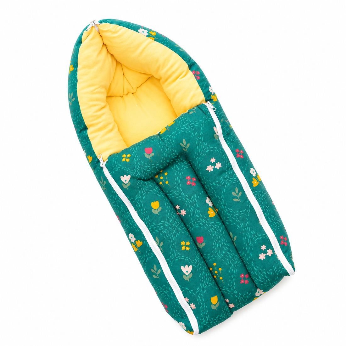 Green Floral Cotton Carry Bed