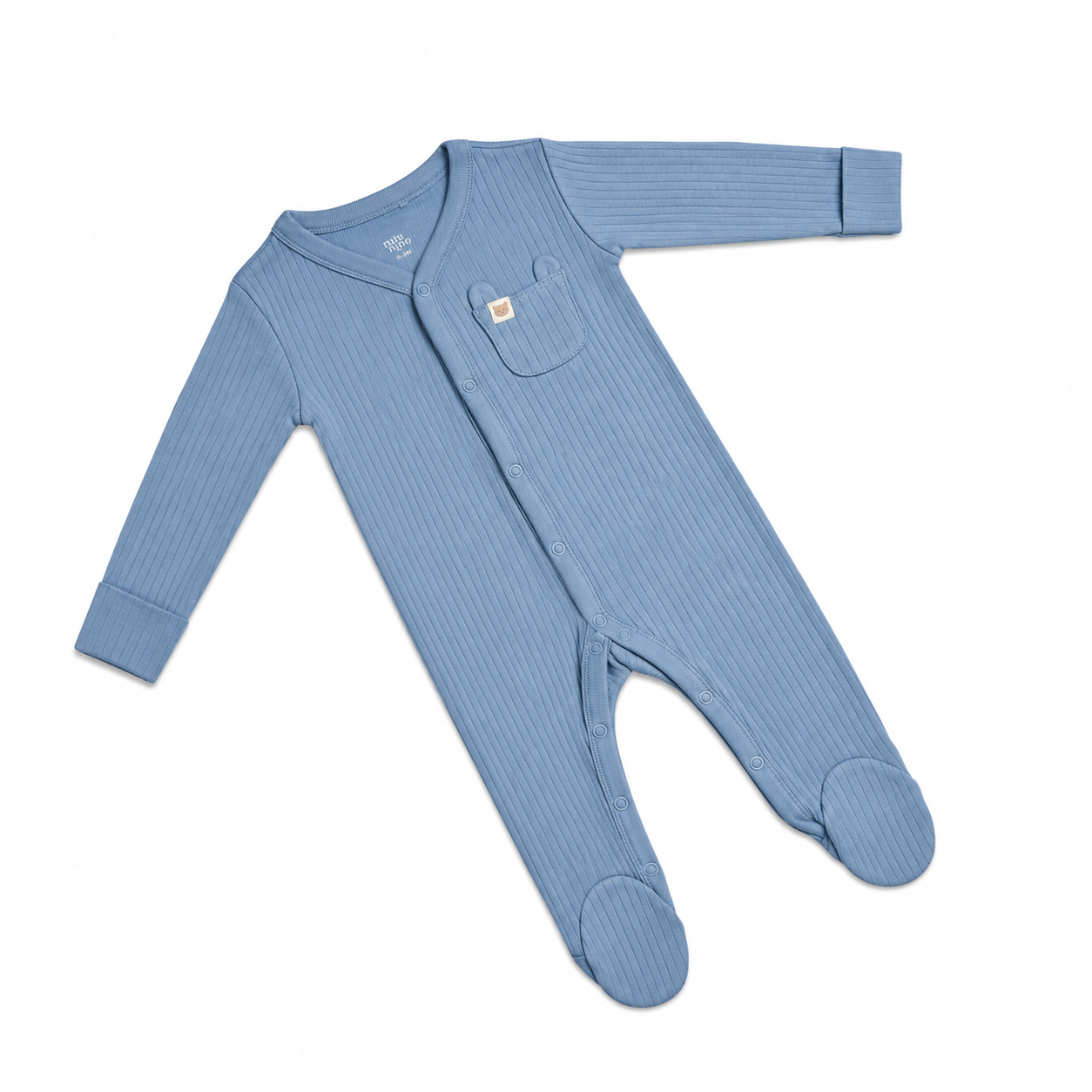 Sky Blue Ribbed Footed Romper