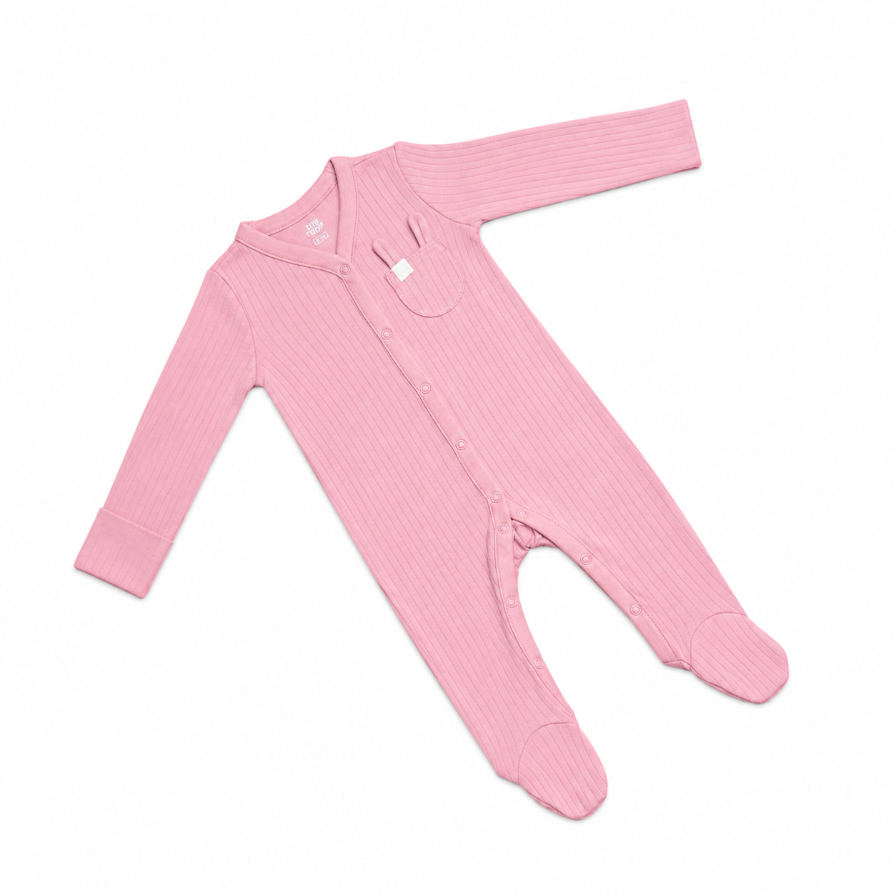 Pink Ribbed Footed Romper