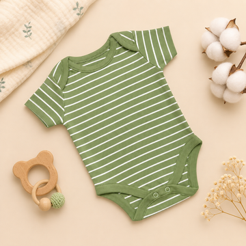 Olive Stripe Baby Onesie