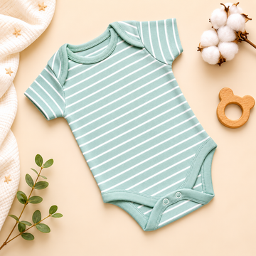 Mint Stripe Baby Onesie