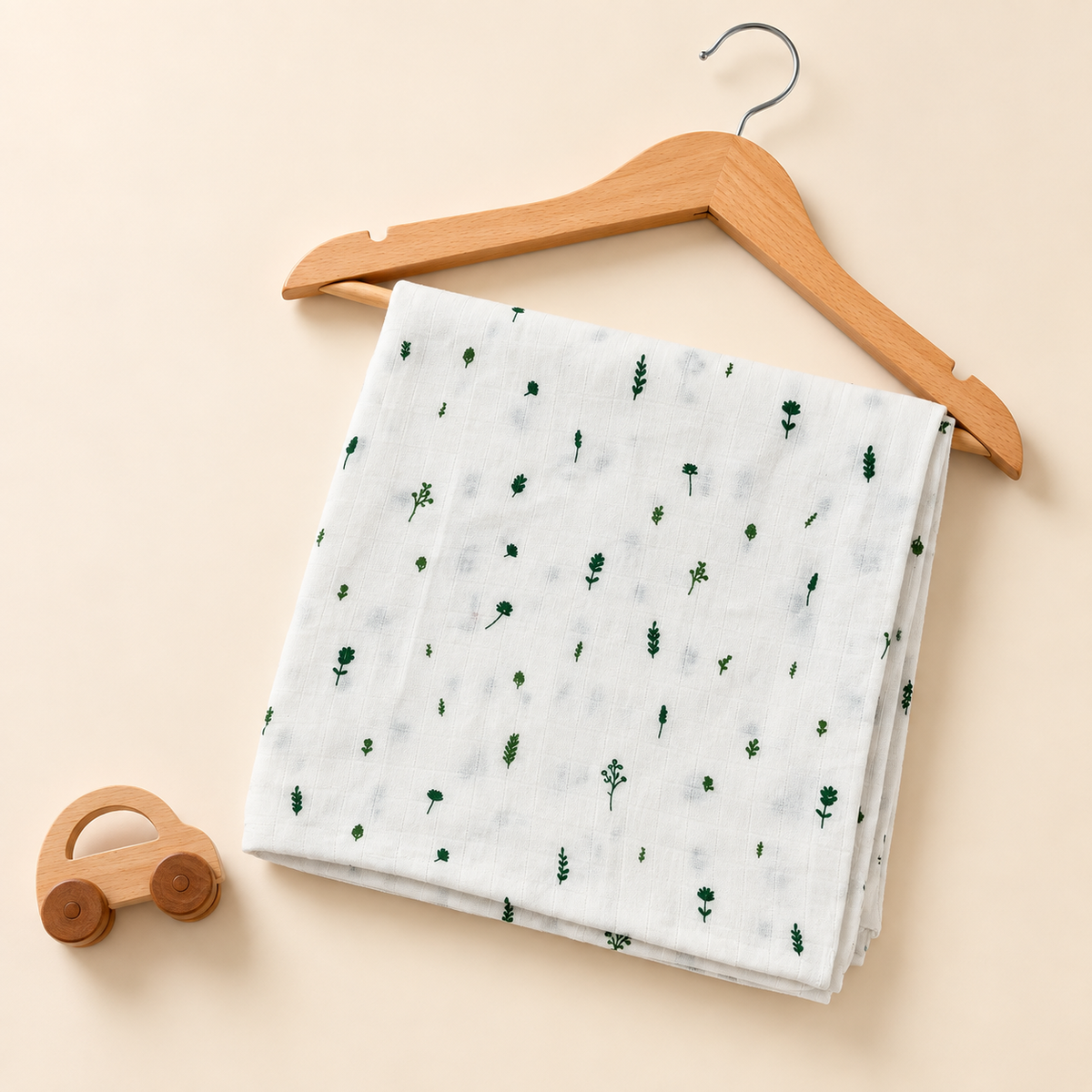 Green Botanical Muslin Swaddle