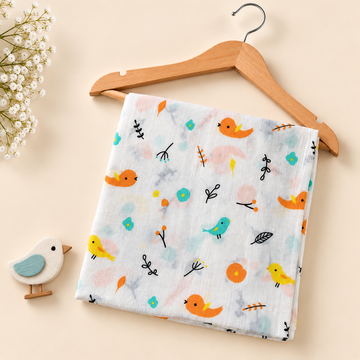 Bird & Floral Muslin Swaddle