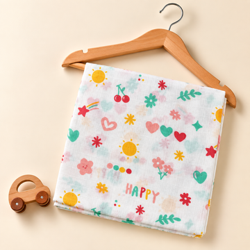Happy Floral Muslin Swaddle