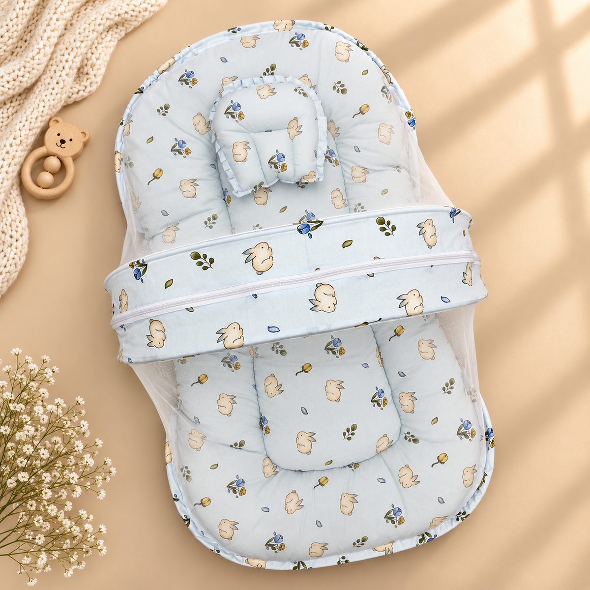 Cotton Net Bed(Large) Blue