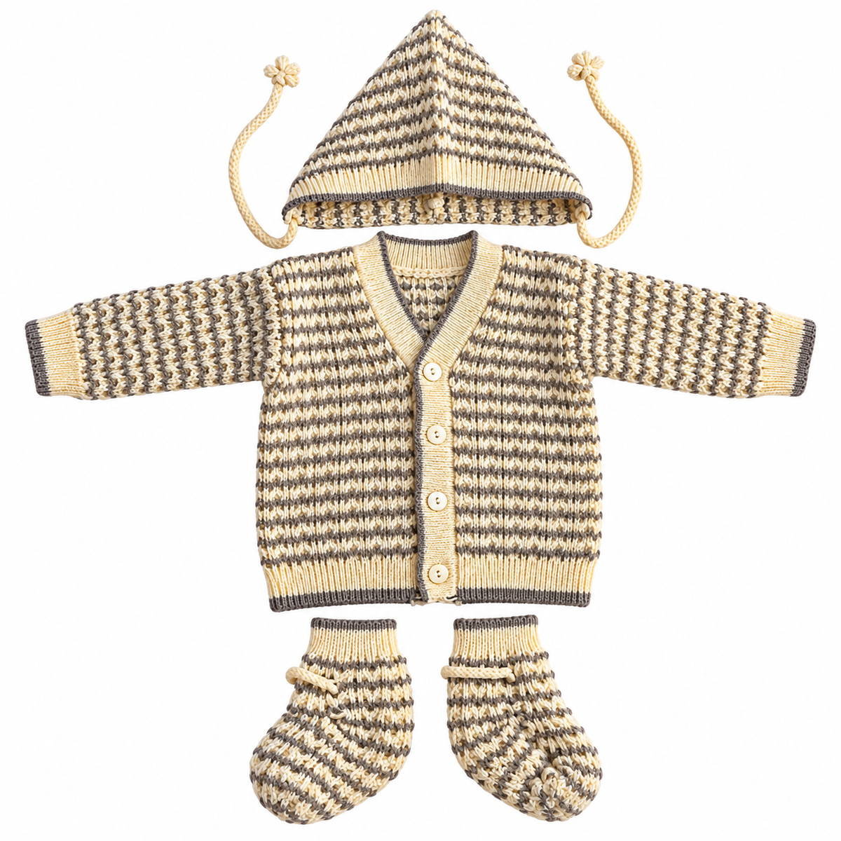 Sweater Cream & Grey Patterned