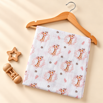 Giraffe Floral Muslin Swaddle