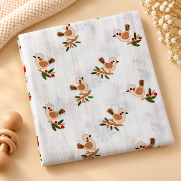 Brown Bird Muslin Hooded Towel