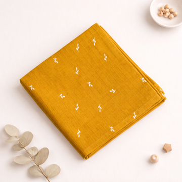 Mustard Flowers Muslin Swaddle