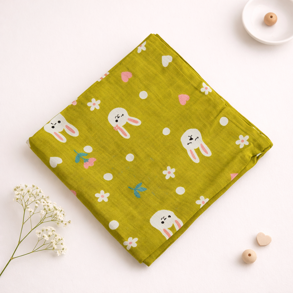 Olive Bunny Muslin Swaddle