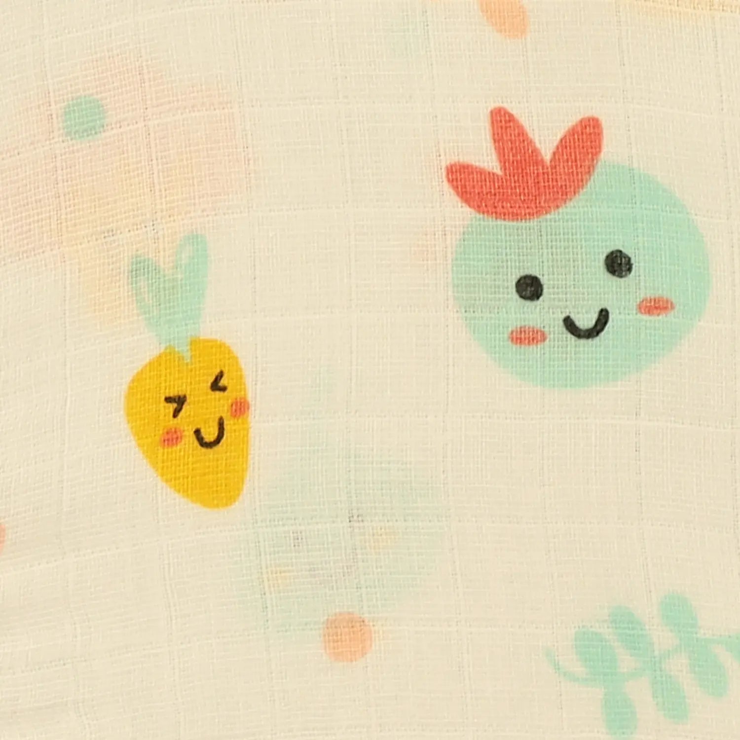 Smiley Veggies Muslin Button Jabla