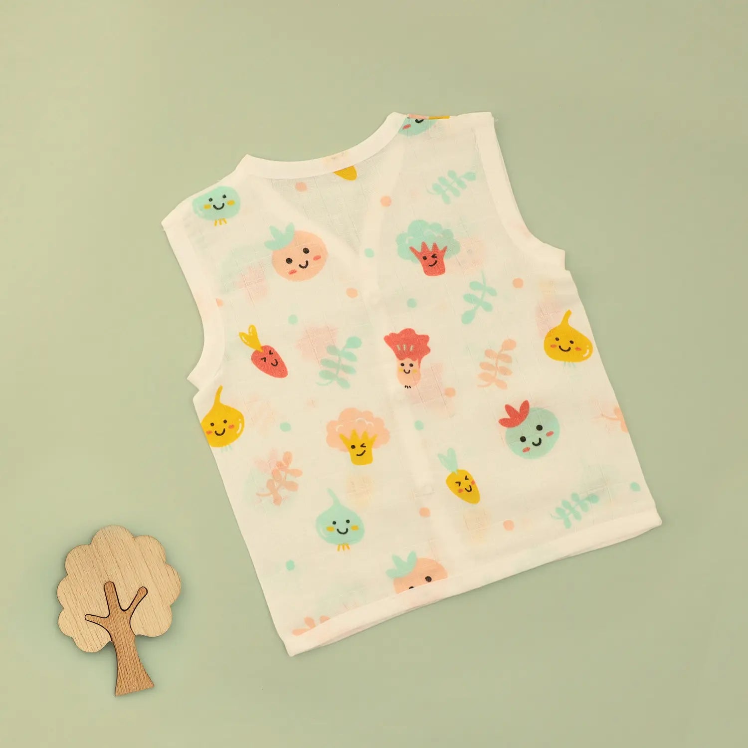 Smiley Veggies Muslin Button Jabla