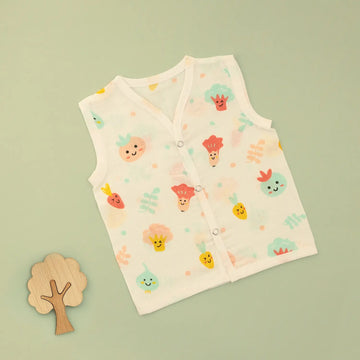 Smiley Veggies Muslin Button Jabla