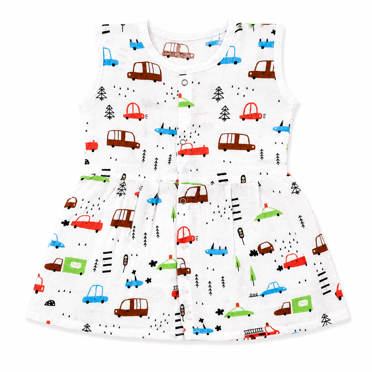 Colorful Cars Sleeveless Frock