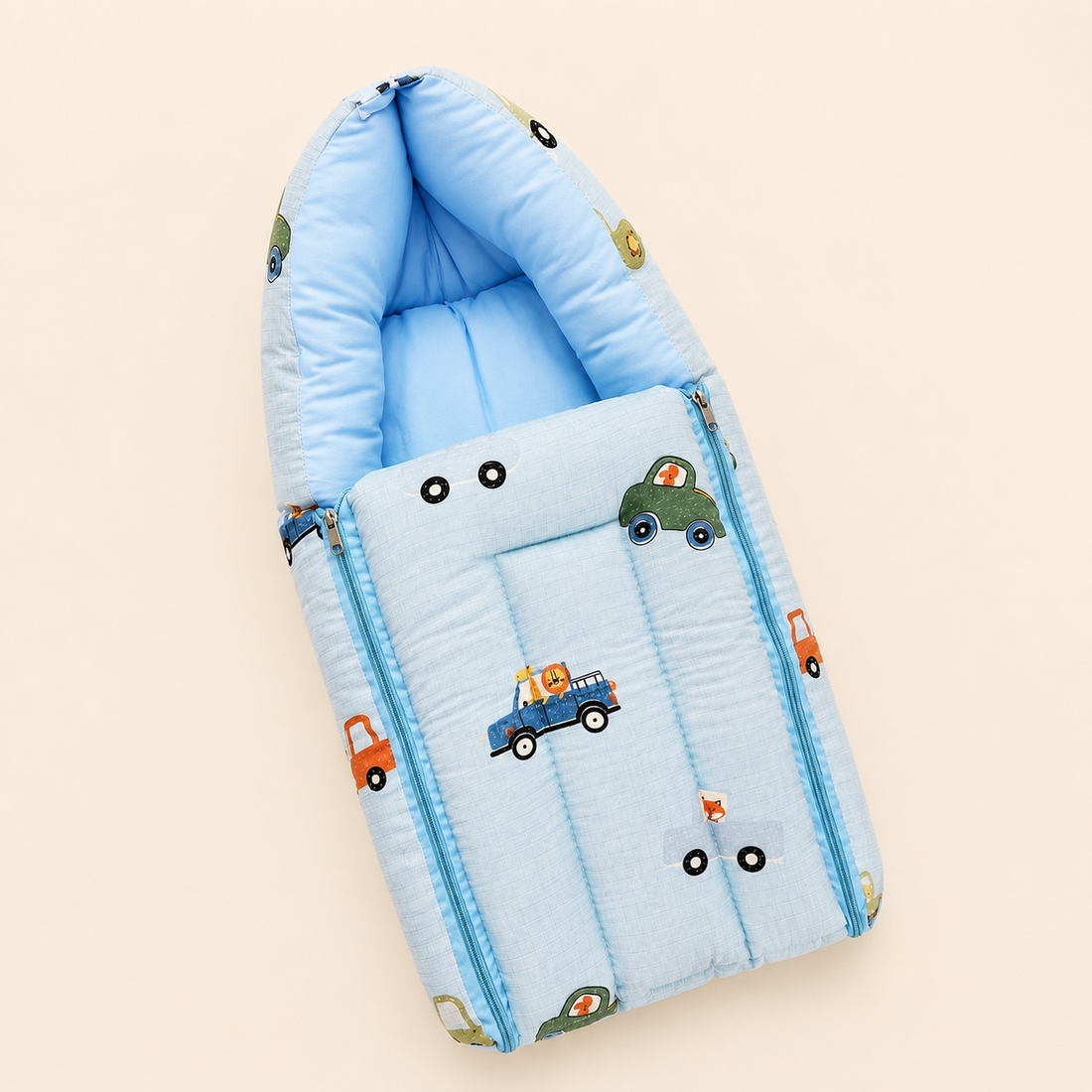 Sky Blue Cars Muslin Carry Bed
