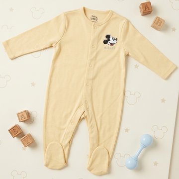Cream Yellow Mickey Mouse Footed Romper