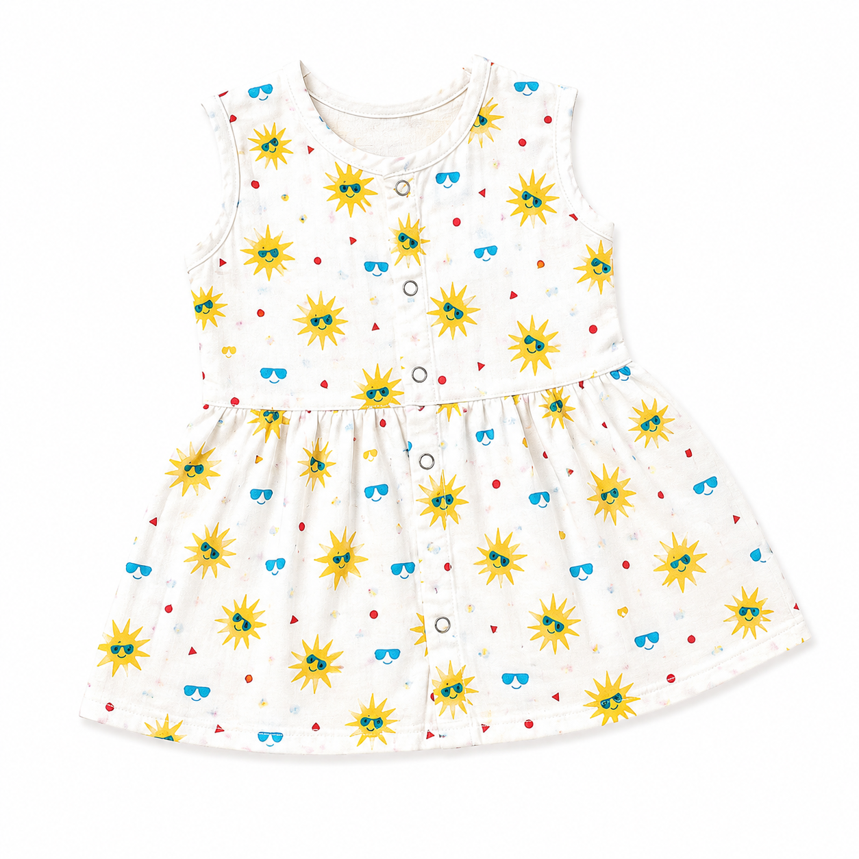 Sunshine Print Sleeveless Frock