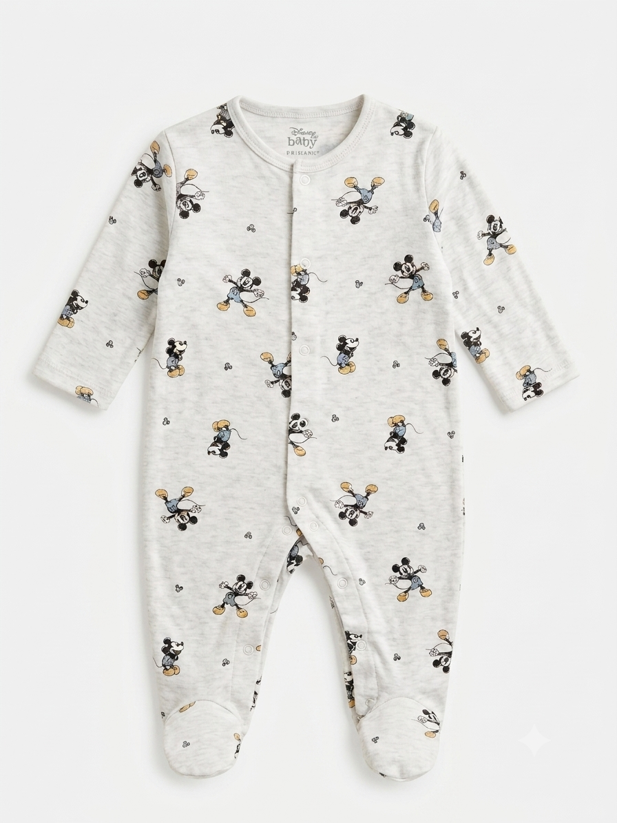 Mickey Mouse Printed Footed Romper