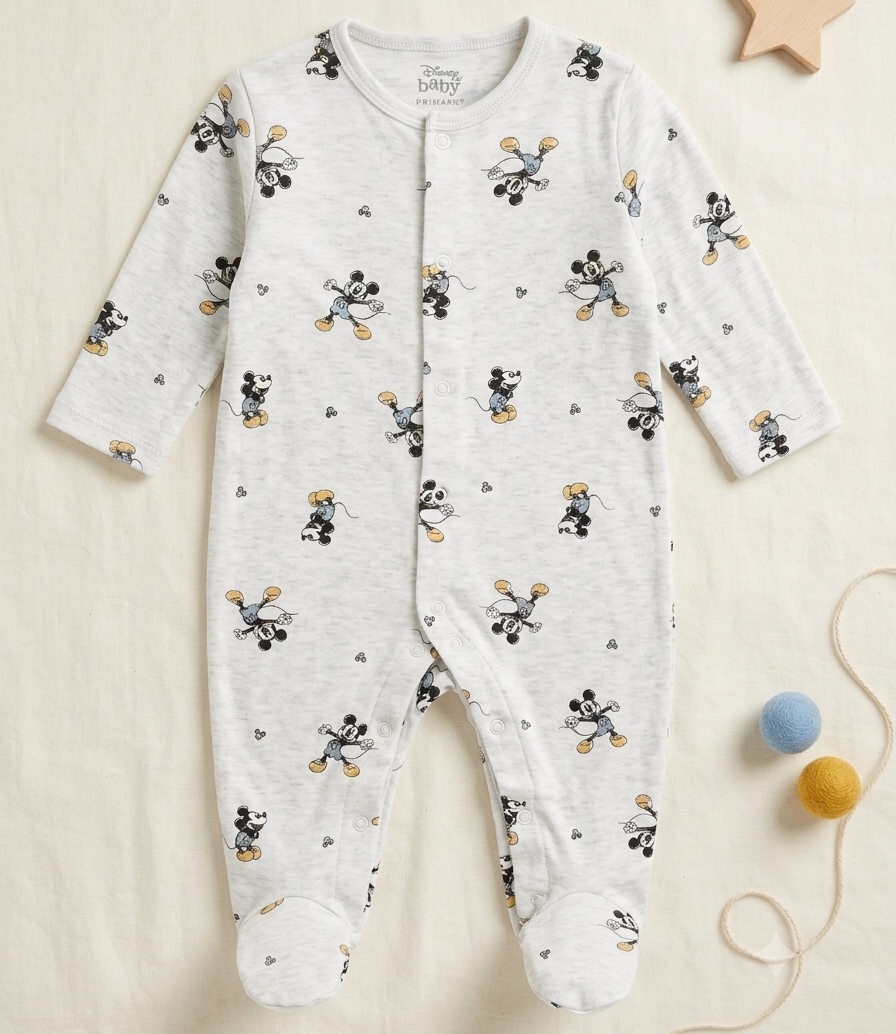 Mickey Mouse Printed Footed Romper