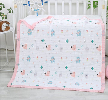 6 layer blanket -Baby Pink Fox