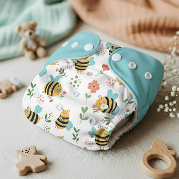 Reusable Cloth Diaper - Bees(blue)