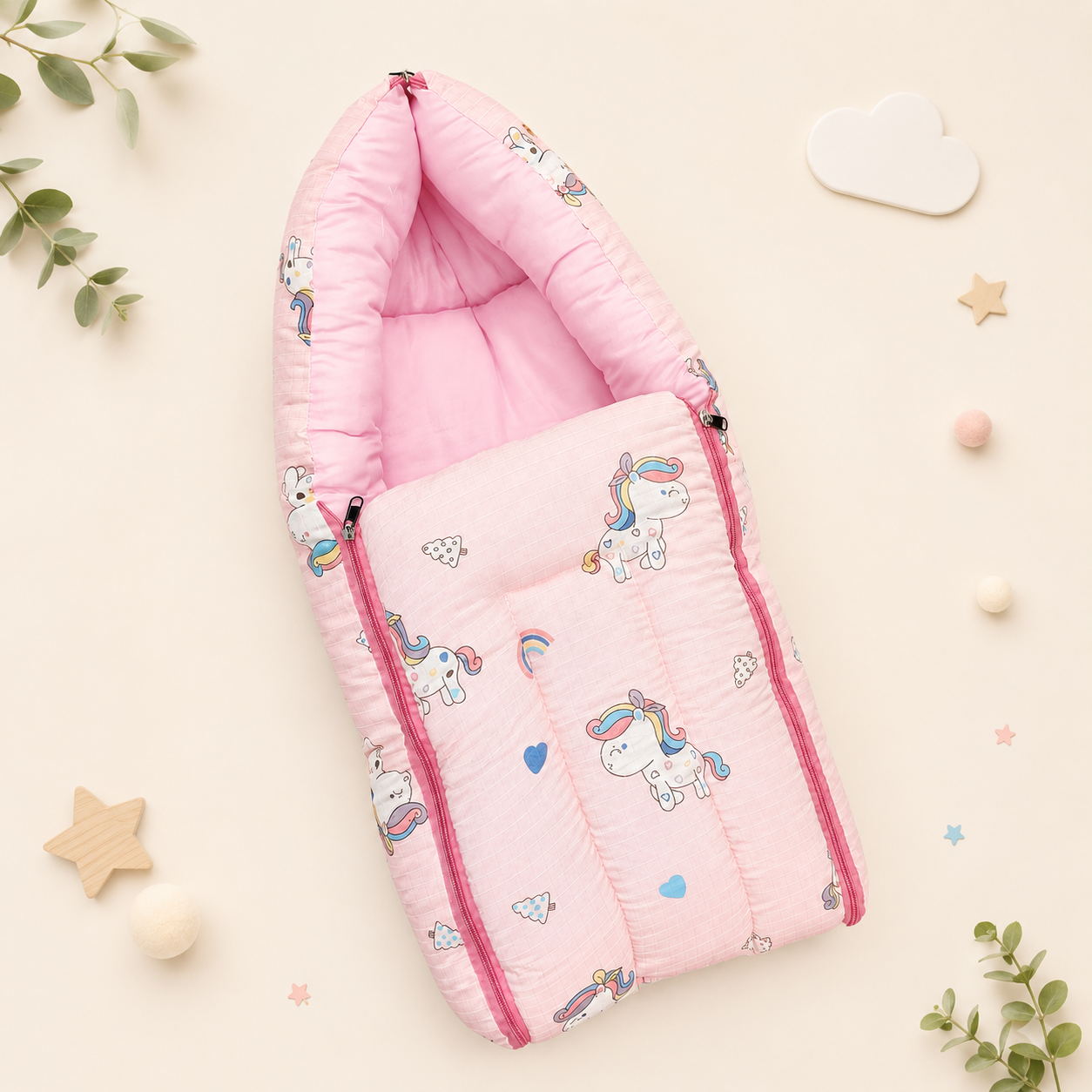 Pink Unicorn Muslin Carry Bed