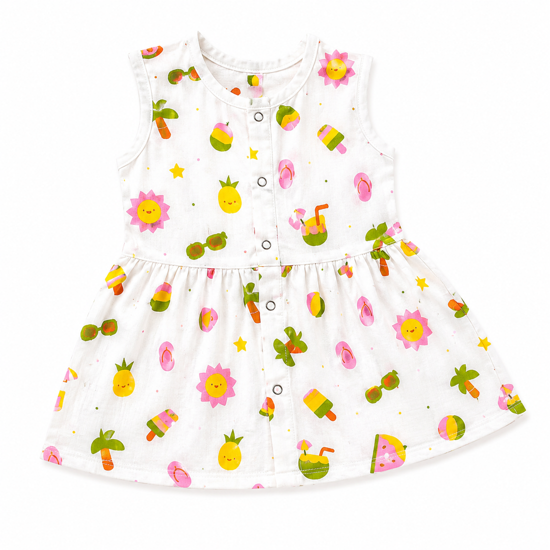 Tropical Summer Sleeveless Frock