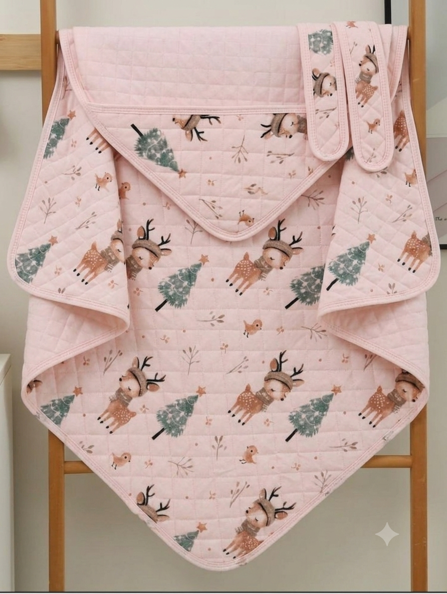 Pink Deer Hooded Wrapper