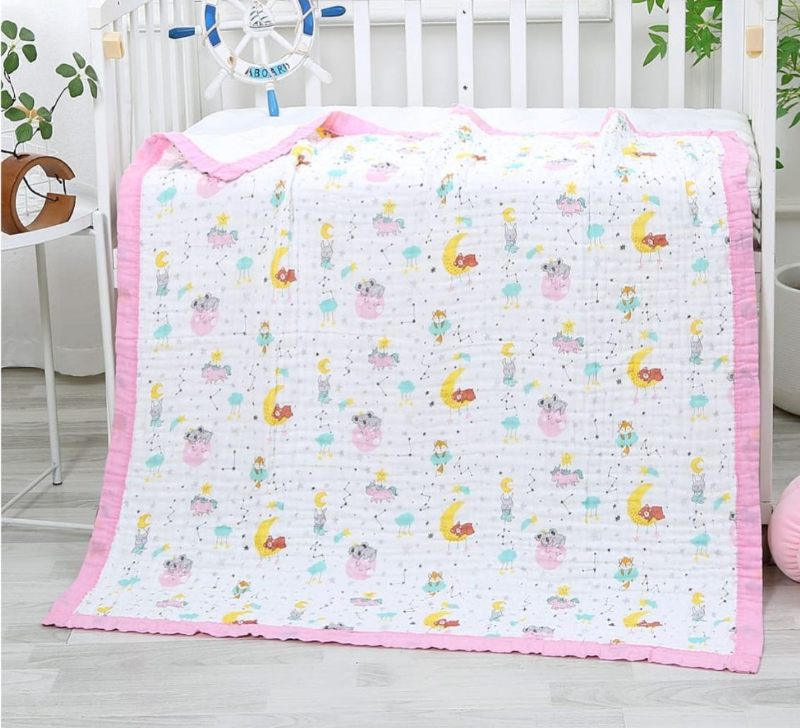 6 layer blanket -Baby Pink